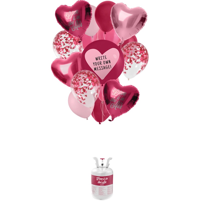 Valentine's day helium bottle with balloons