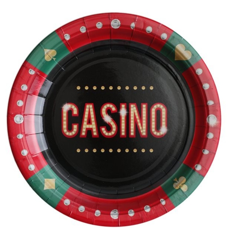 10 casino party plates 22.5cm