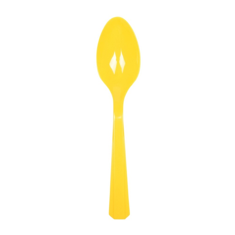 10 party buffet spoons yellow 14.5cm