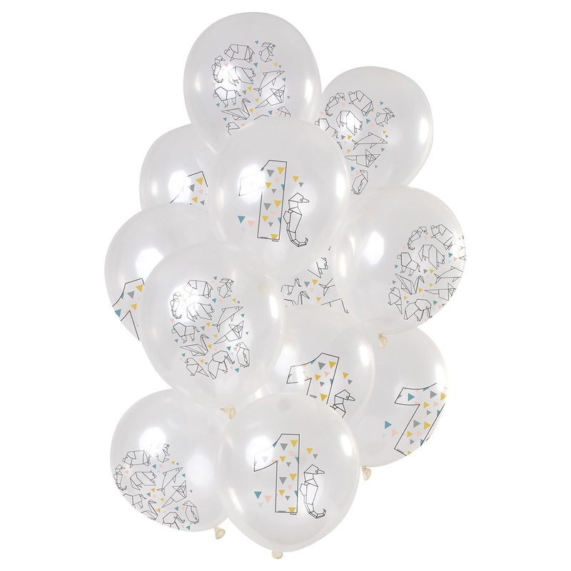 1st birthday 12 latex balloons origami