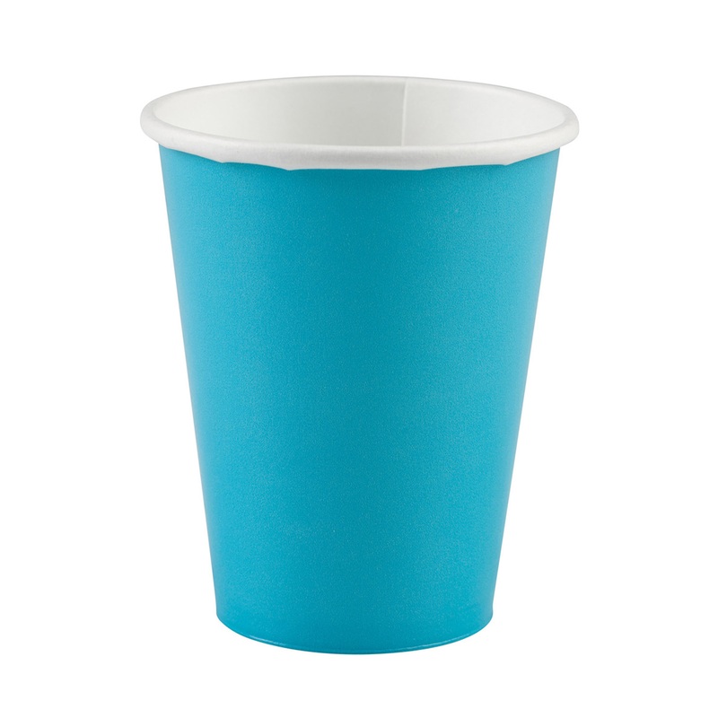 20 paper cups in azure blue 266ml