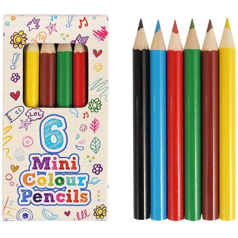 6 mini colored pencils