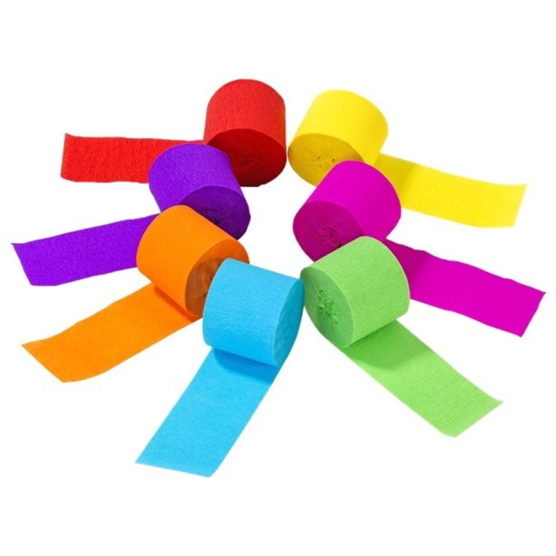 7 colored crepe paper rolls 10m