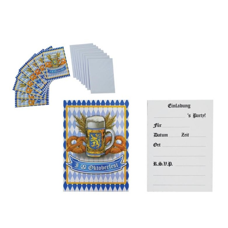 8 invitation cards with envelope - I Love Oktoberfest