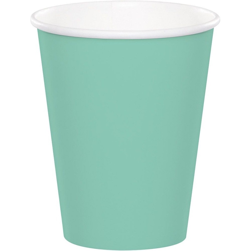 8 mint green paper cups of Rumba 256ml