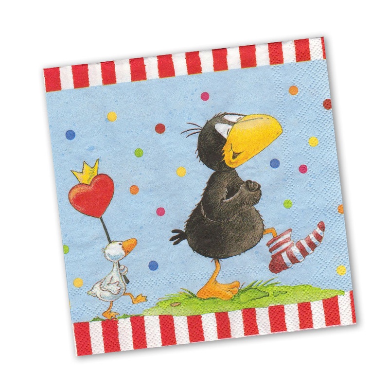 8 small raven sock napkins 33cm