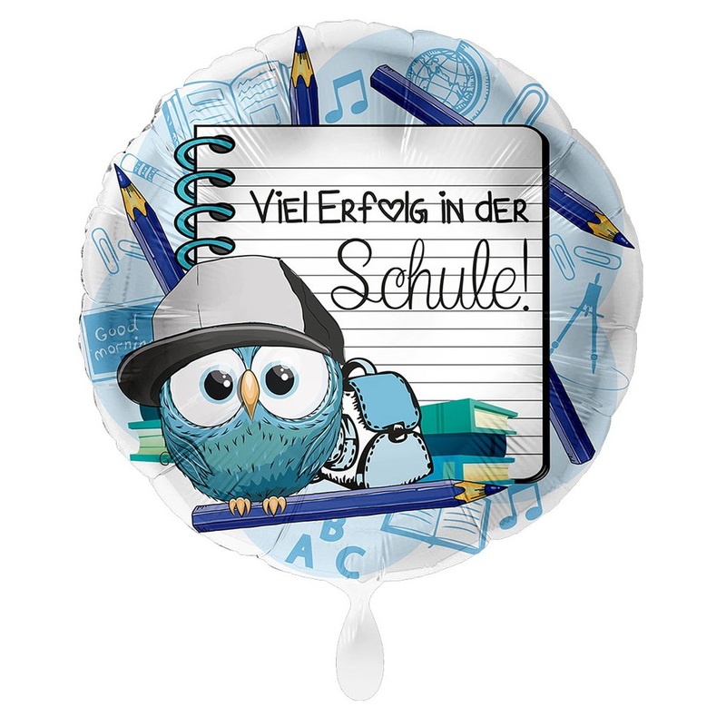 Enrollment foil balloon owl blue 43cm