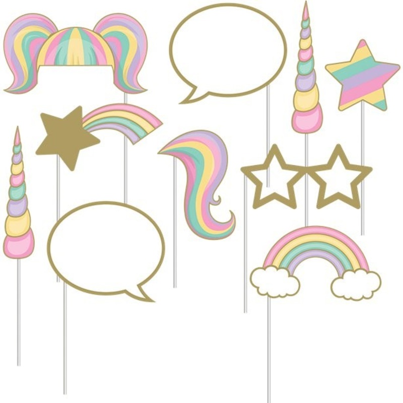 10 golden unicorn photo props 25cm