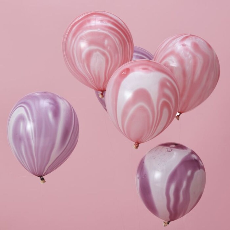 10 Shiny Unicorn Marble Balloons 30cm
