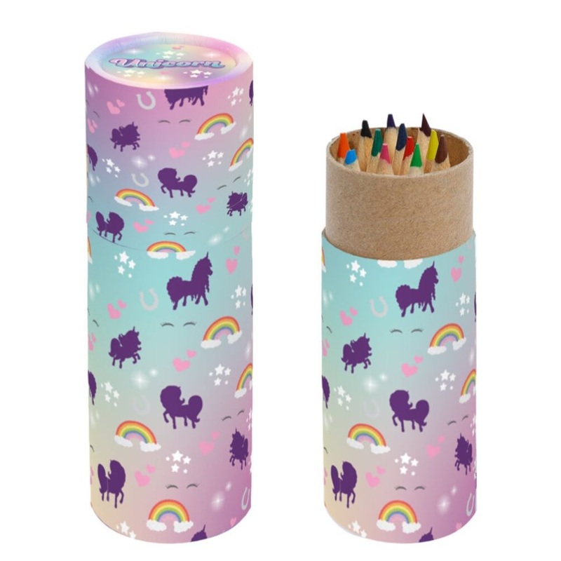 12 mini colored pencils unicorn party