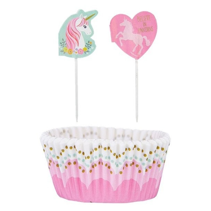 24 Magical unicorn muffin cases and skewers
