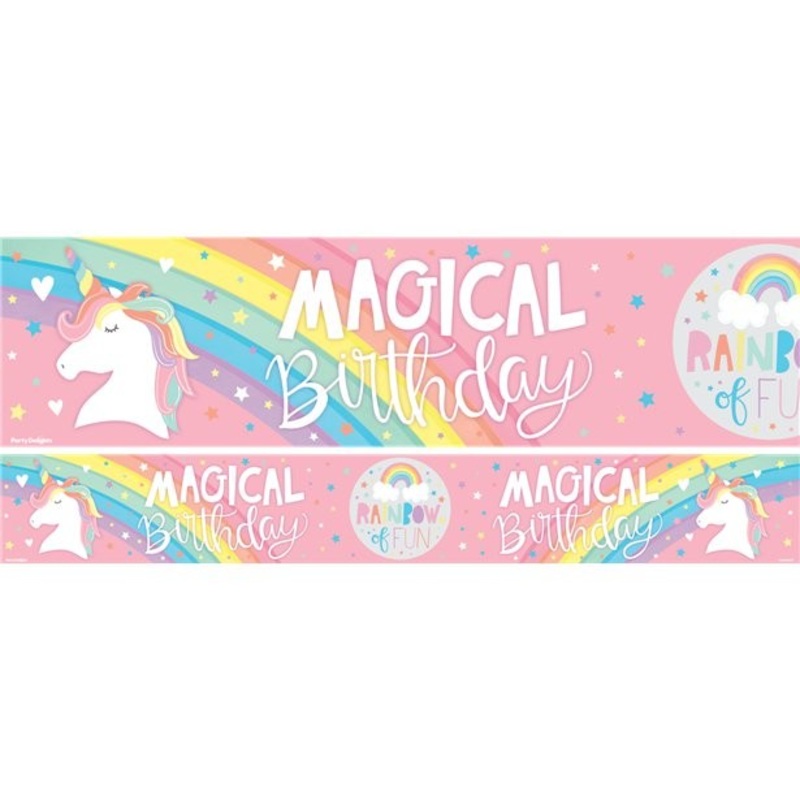 3 unicorn birthday banners 1m
