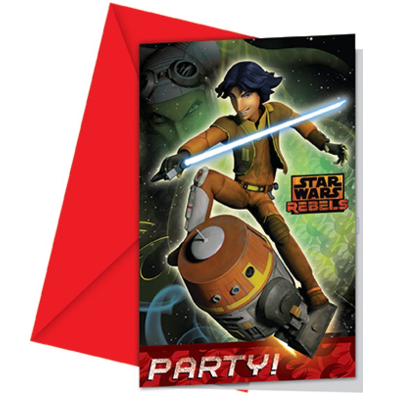 6 Star Wars Rebels invitation cards