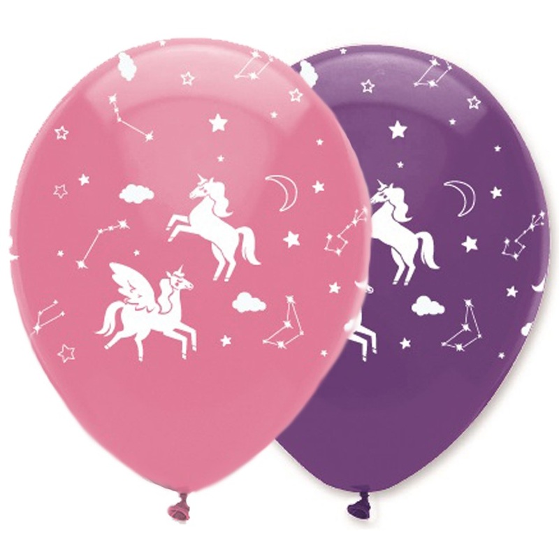 6 unicorn galaxy balloons 30cm