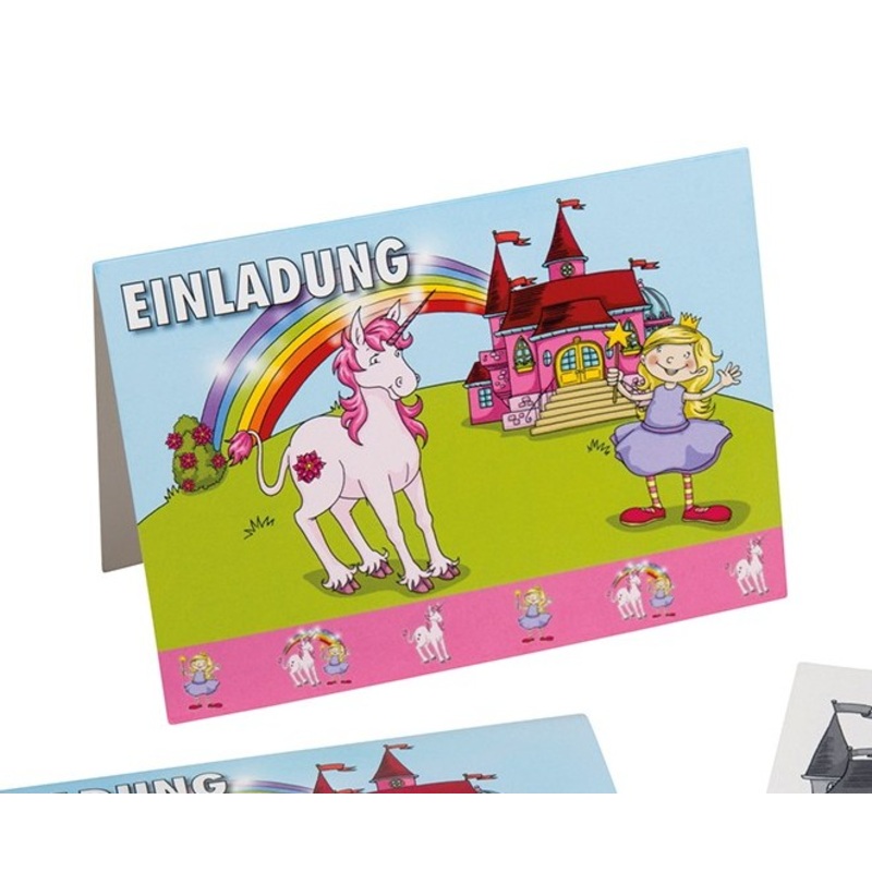 8 invitation cards fairytale dream princess with envelopes