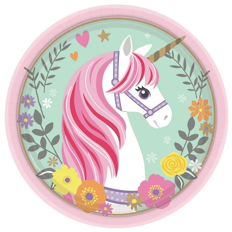 8 paper plates Magical Unicorn Ella 23cm