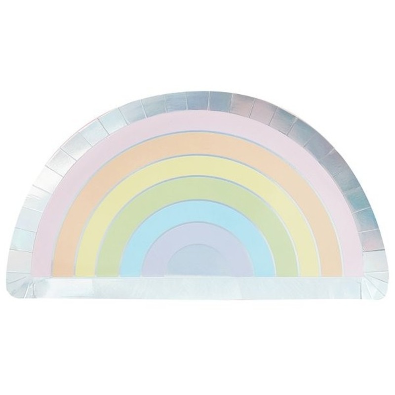 8 pastel rainbow paper plates 28cm