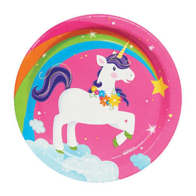 8 unicorn Melody paper plates 17cm