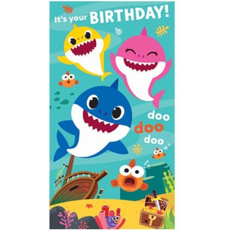 Baby Shark birthday card with stickers