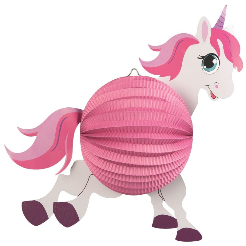 Pink unicorn motif lantern 20cm diameter