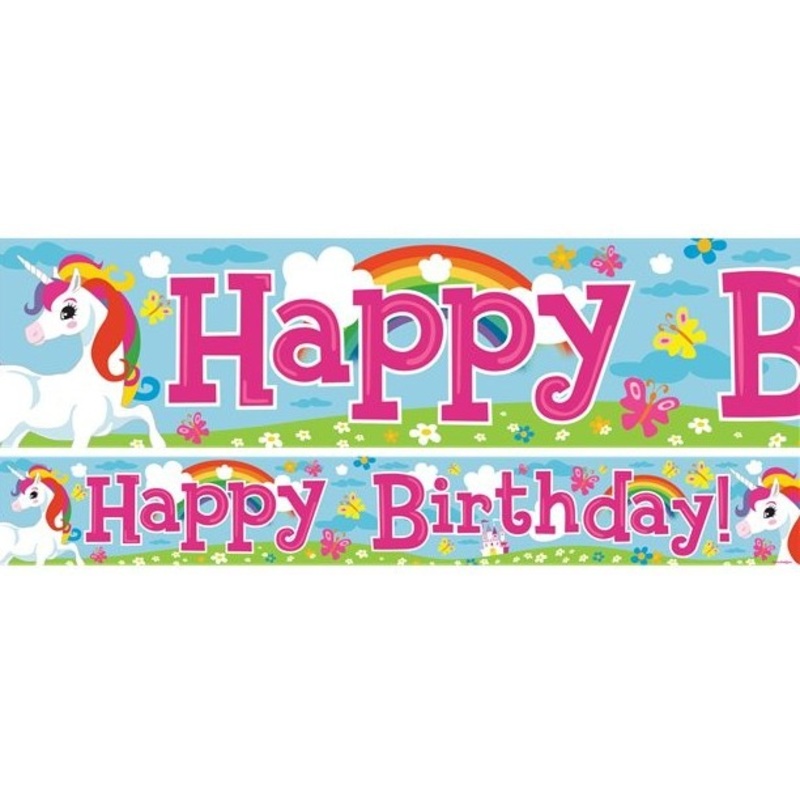 Rainbow Jewel unicorn paper banner 1m