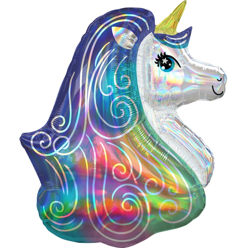 Shimmering rainbow unicorn balloon