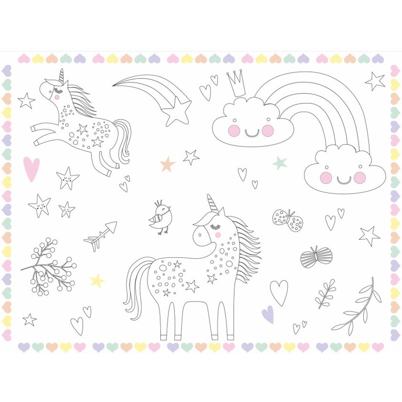 Unicorn coloring placemats