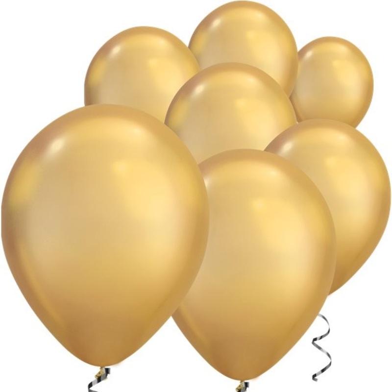 100 chrome colored latex balloons gold 18cm