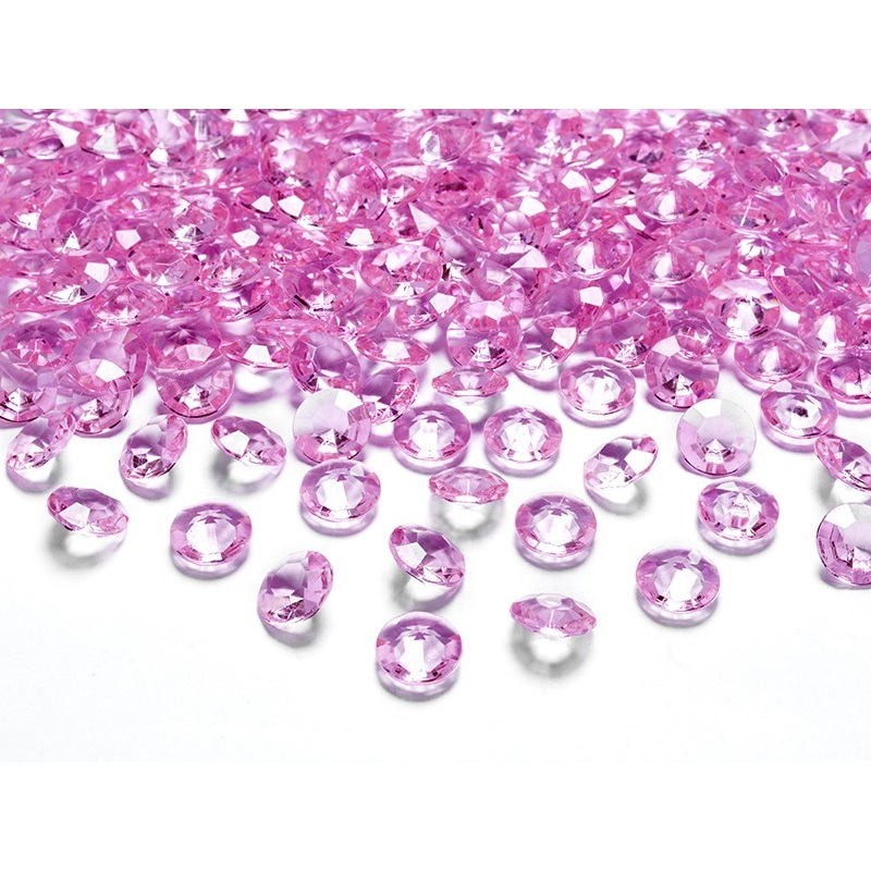 100 scattered diamonds pink 1.2cm