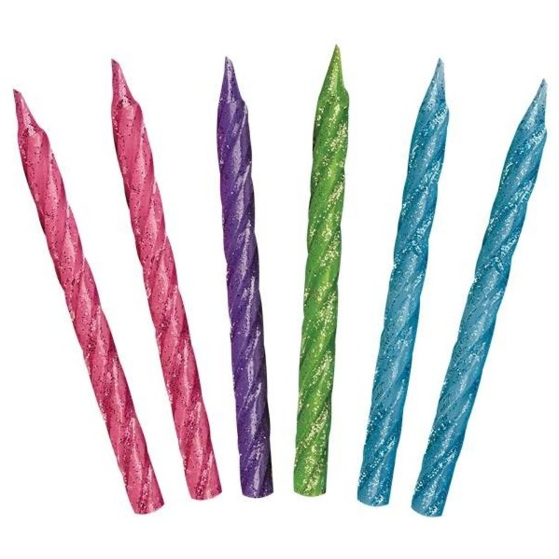 12 colorful cake candles Fairy Dust 6cm