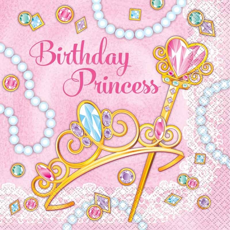 16 magical Birthday Princess napkins pink 33cm