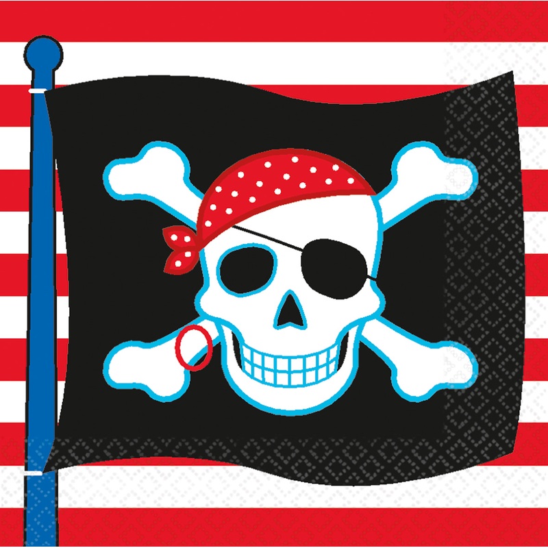 16 pirate party cocktail napkins 25cm