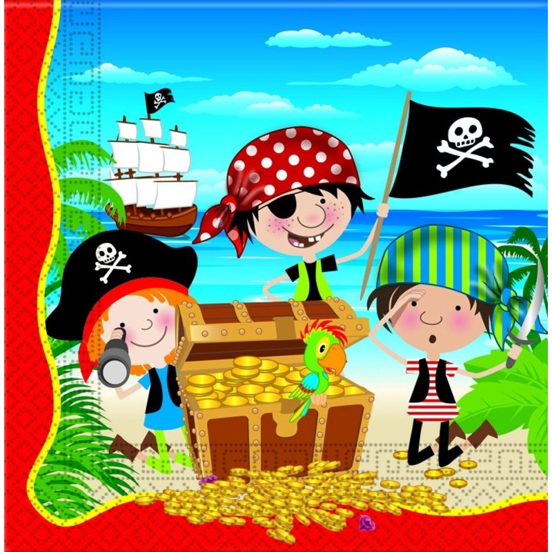20 Pirate Kilian Shark Napkins 33cm