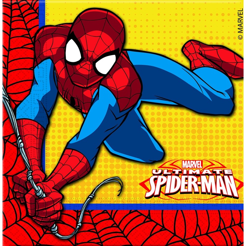 20 Spiderman comic napkins 33cm