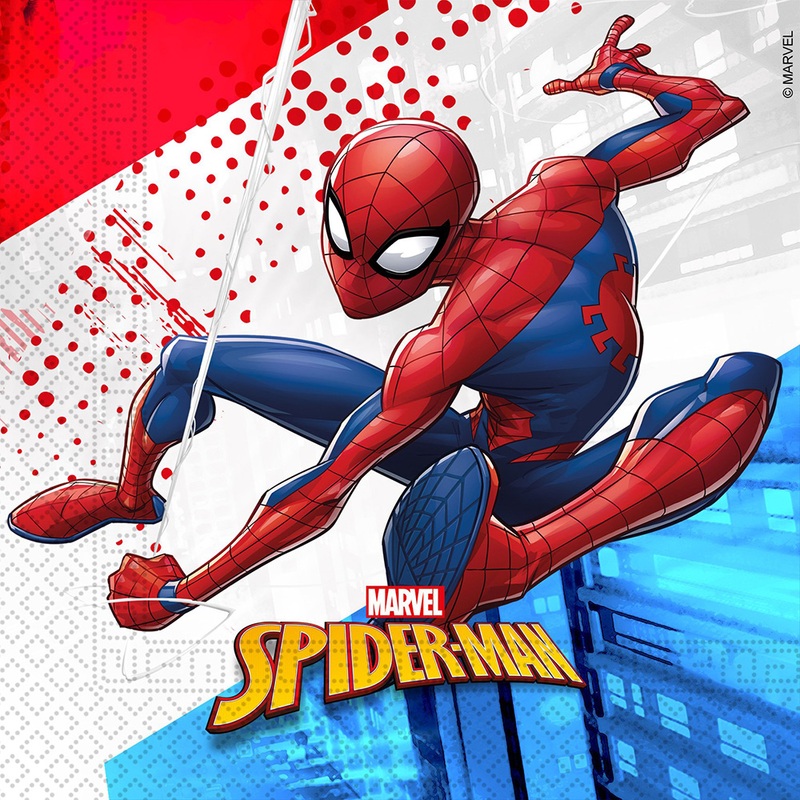 20 Spiderman Super Hero napkins 33cm compostable