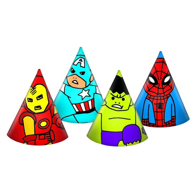 6 Marvel Comic Heroes Party Hats
