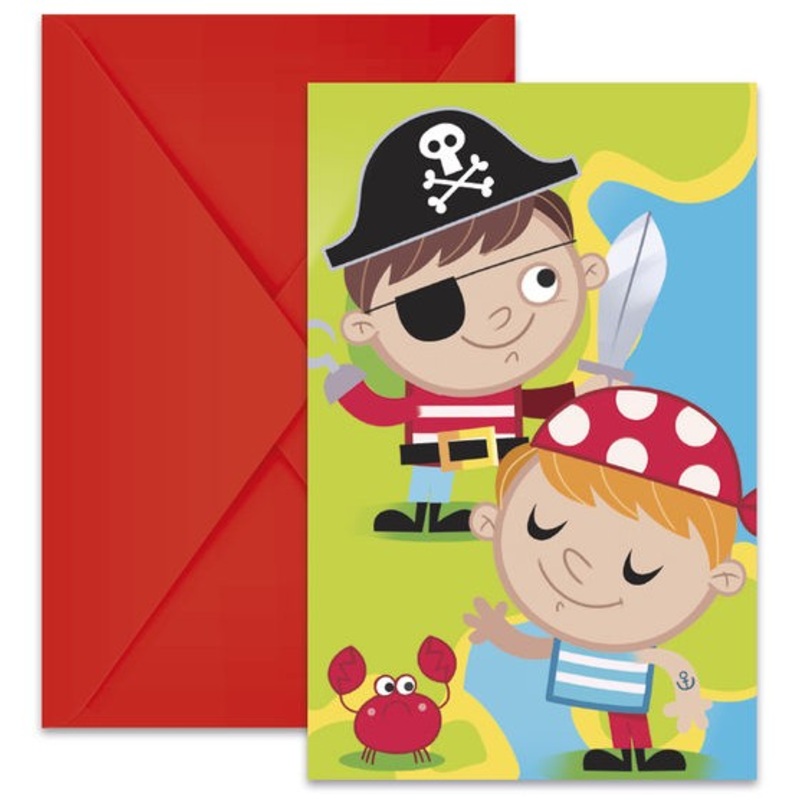 6 Pirate Schwarzzahn invitation cards