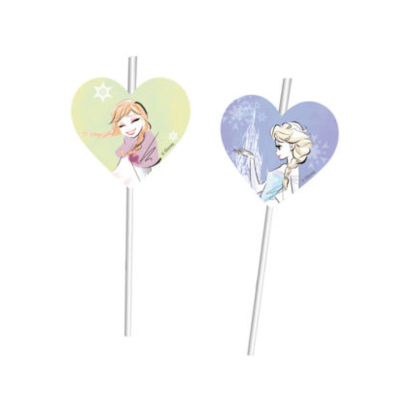 6 Sparkled Frozen Straws 24cm