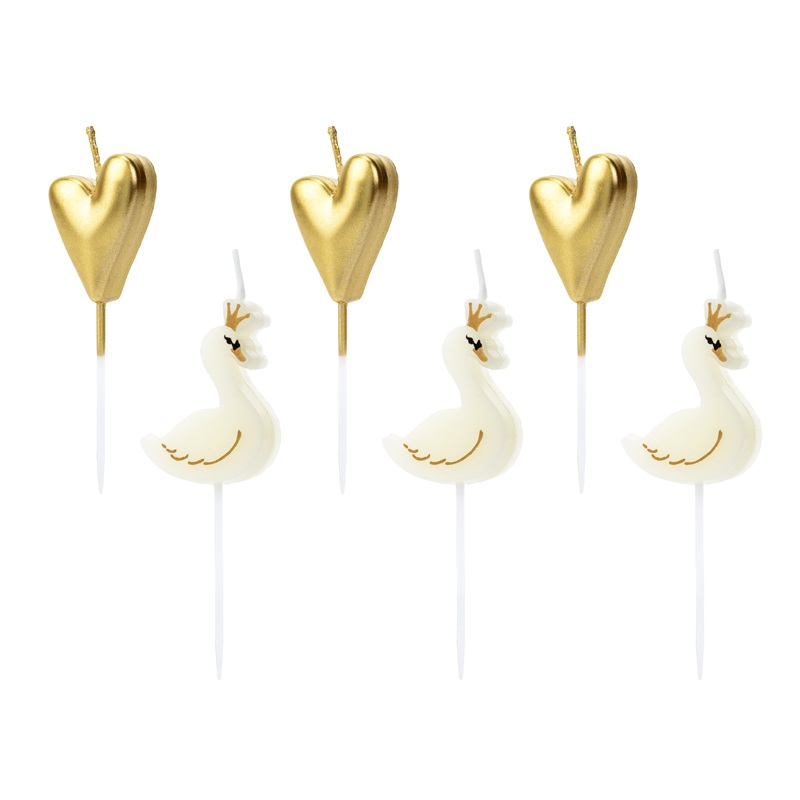 6 swan lake cake candles 4cm