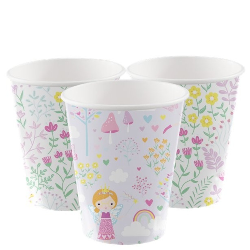 8 fairy tale princess paper cups 250ml