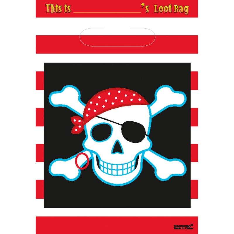 8 pirate party gift bags 22.8x16.5cm