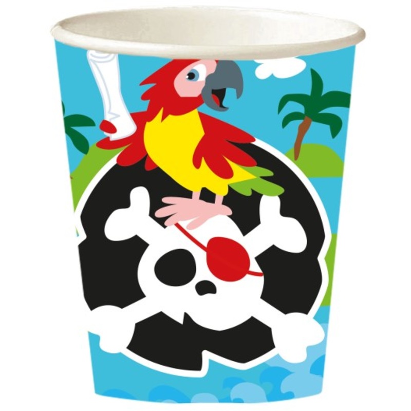8 Pirate Party paper cups 250ml
