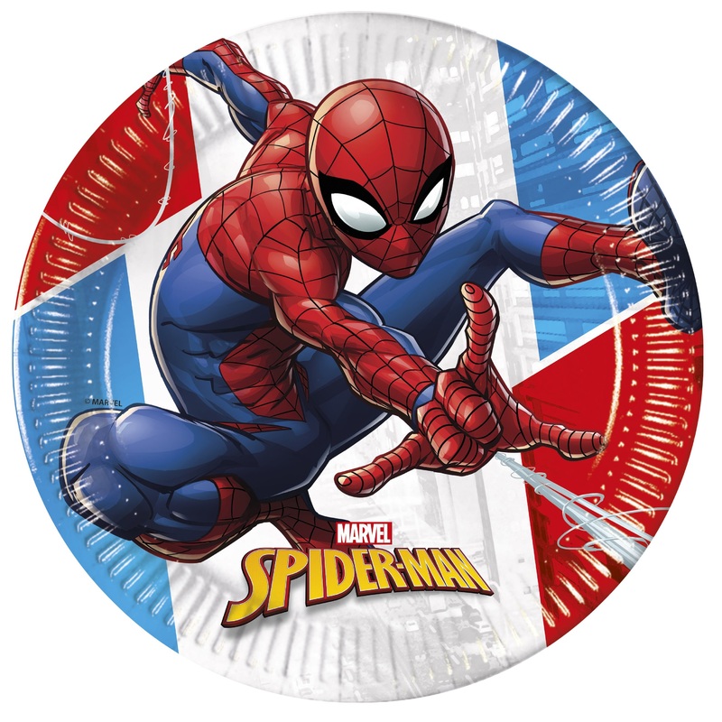 8 Spiderman eco power paper plates 23cm