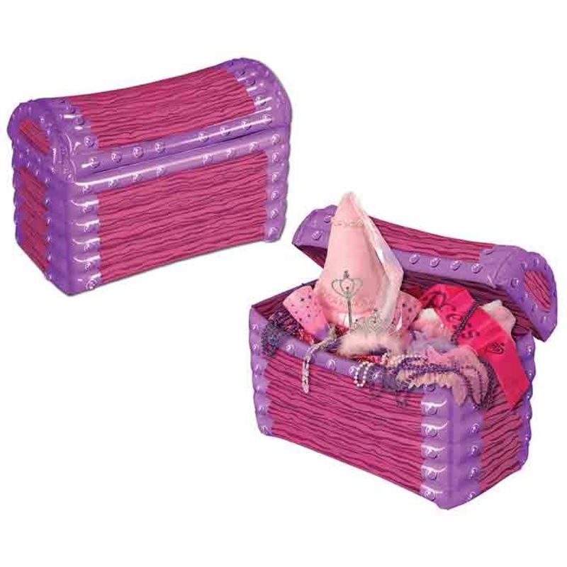 Inflatable princess treasure chest in pink
