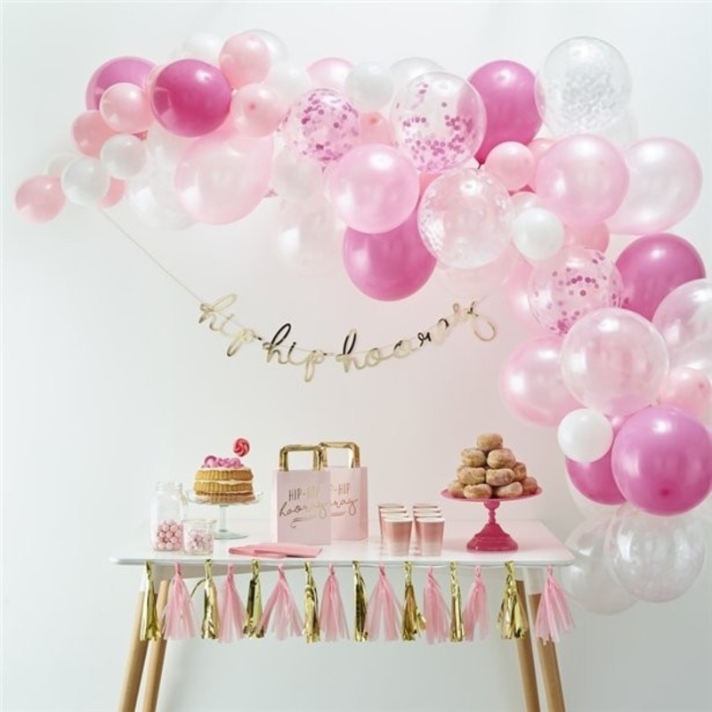 Party girl balloon arch with 70 balloons