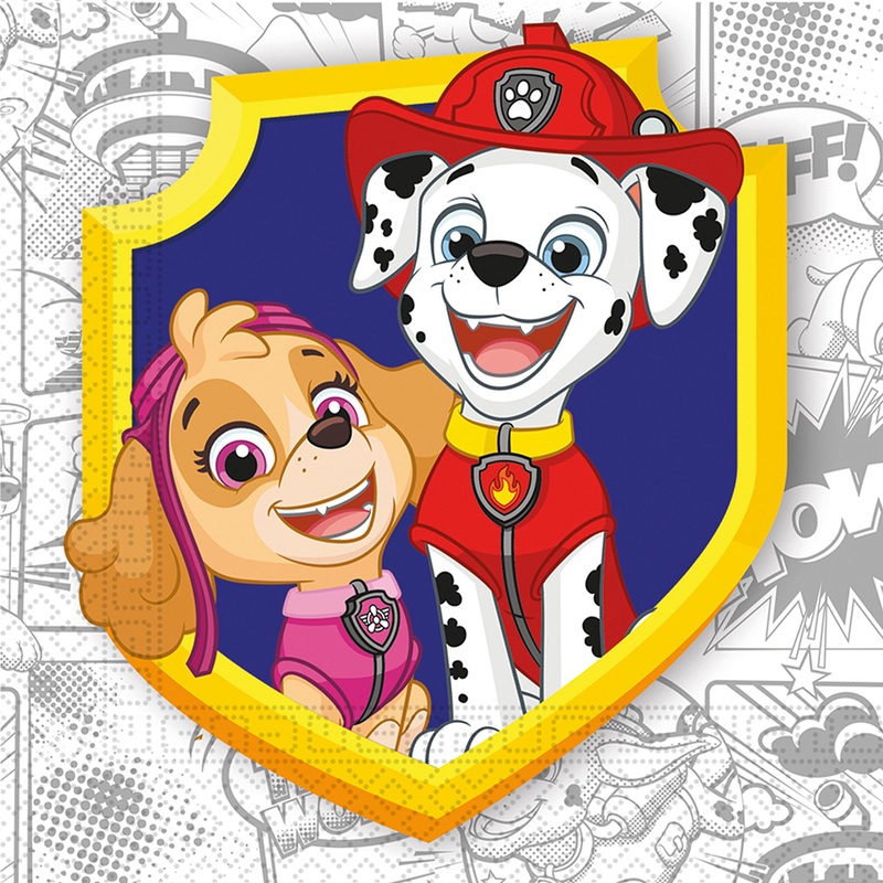 20 Paw Patrol Action napkins 33cm compostable