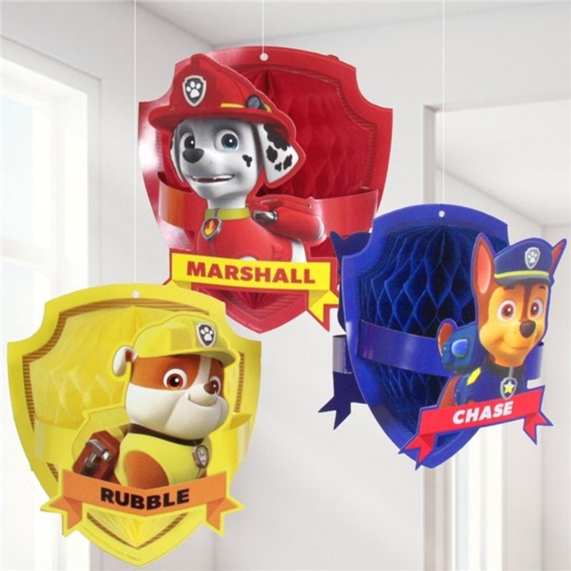 3 Paw Patrol Crew honeycomb balls 20cm