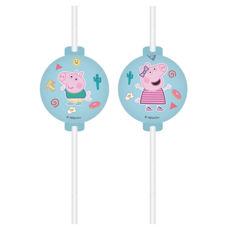 4 Medallion Peppa Pig straws