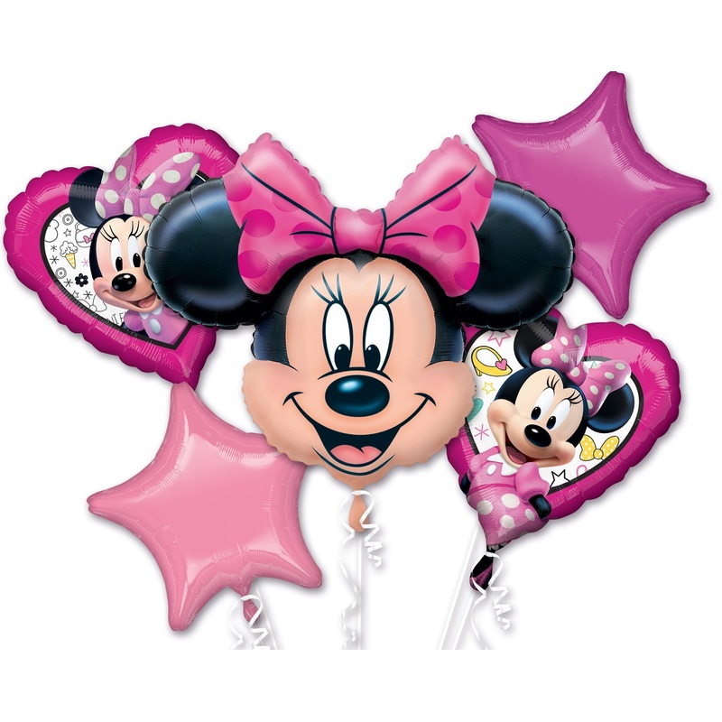 5 foil balloons happy Minnie