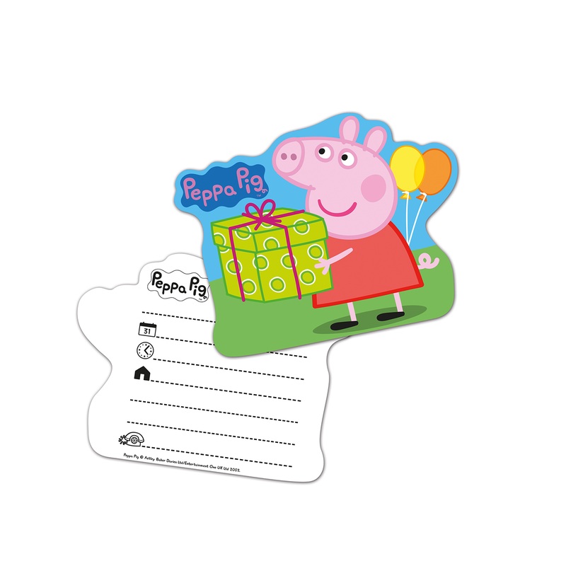 6 Peppa Pig rainbow invitation cards
